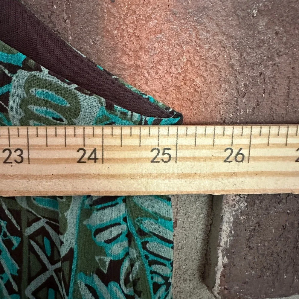 Another Thyme Dress Teal‎ Brown Geometric Beaded Neckline Sleeveless Boho 16W
